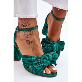 Sandalias de tacón alto Callum verde de moda con un lazo 7