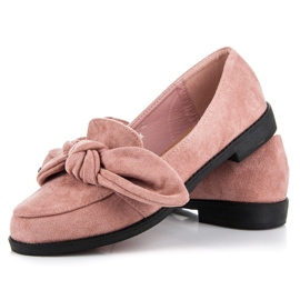 Ideal Shoes Zapatos brogue de ante con lazo rosado 3