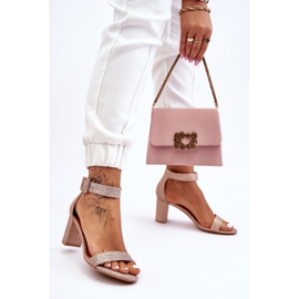 Sandalias Brillantes Tacón Alto Oro Rosa Maxim rosado 3