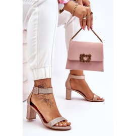 Sandalias Brillantes Tacón Alto Oro Rosa Maxim rosado 7