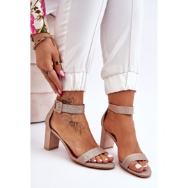 Sandalias Brillantes Tacón Alto Oro Rosa Maxim rosado 8