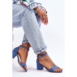 PS1 Sandalias de tacón bajo de ante azul Quincy 5