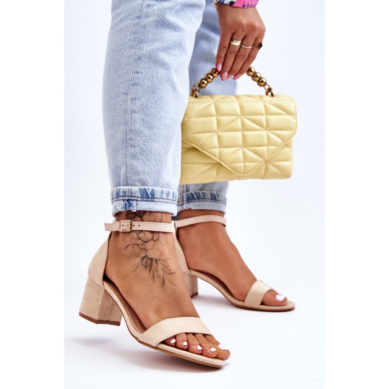 PS1 Sandalias de tacón bajo de ante beige Quincy marrón 2