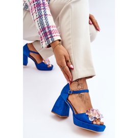 Sandalias de moda con cristales en tacones gruesos Blue Garrett azul 6