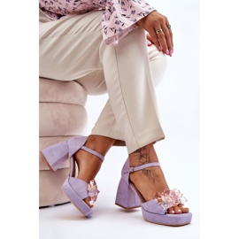 PS1 Sandalias de moda con cristales en tacones masivos Purple Garrett violeta 6