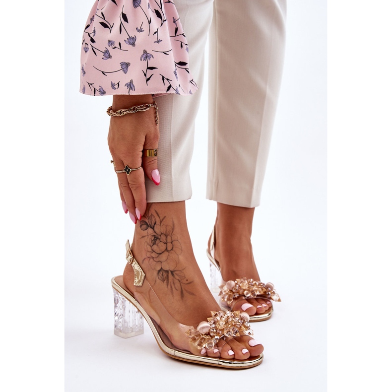 S.Barski Sandalias de moda con cuentas doradas de Terrance dorado 1