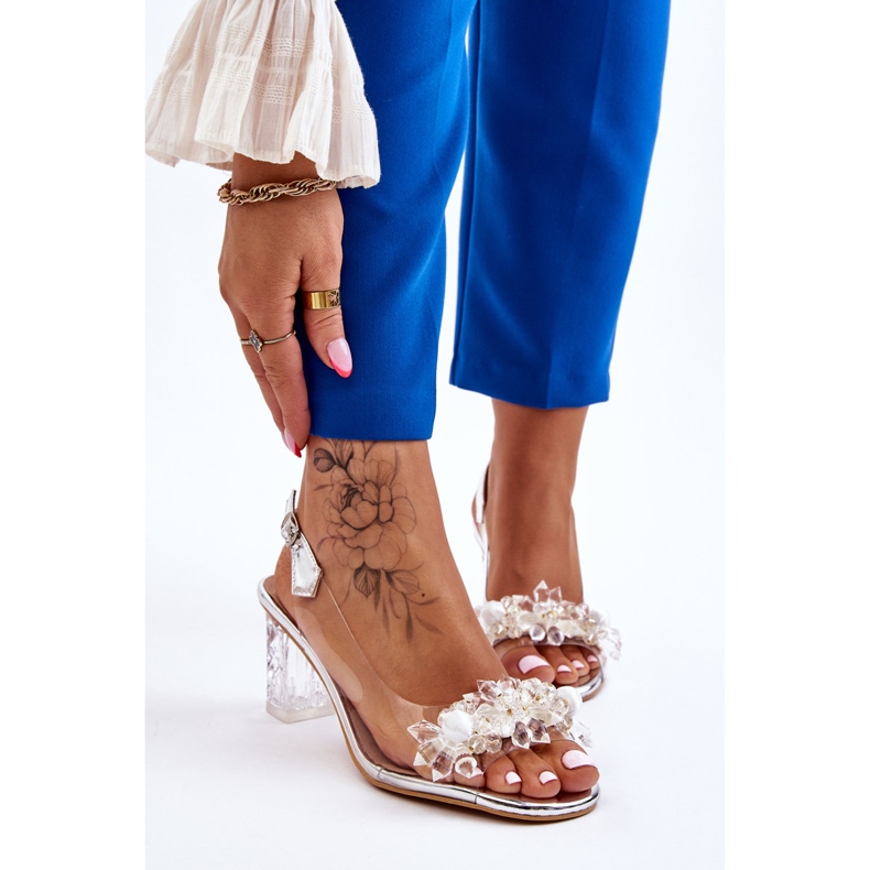 S.Barski Sandalias De Moda Con Abalorios Plata Terrance 1