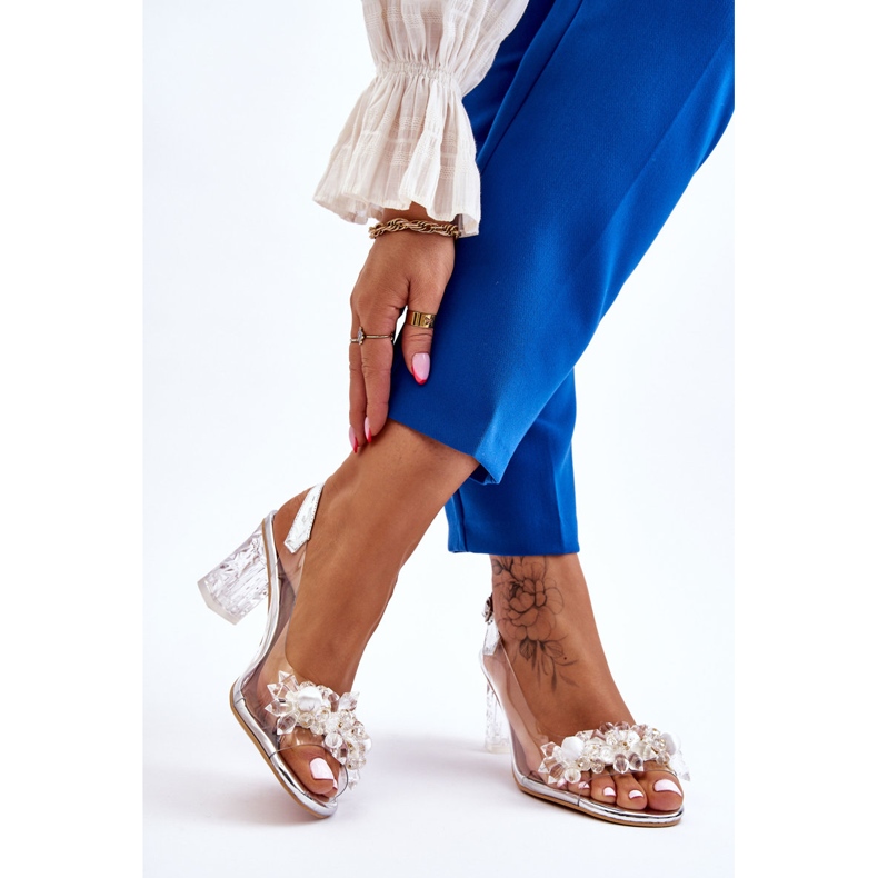 S.Barski Sandalias De Moda Con Abalorios Plata Terrance 2