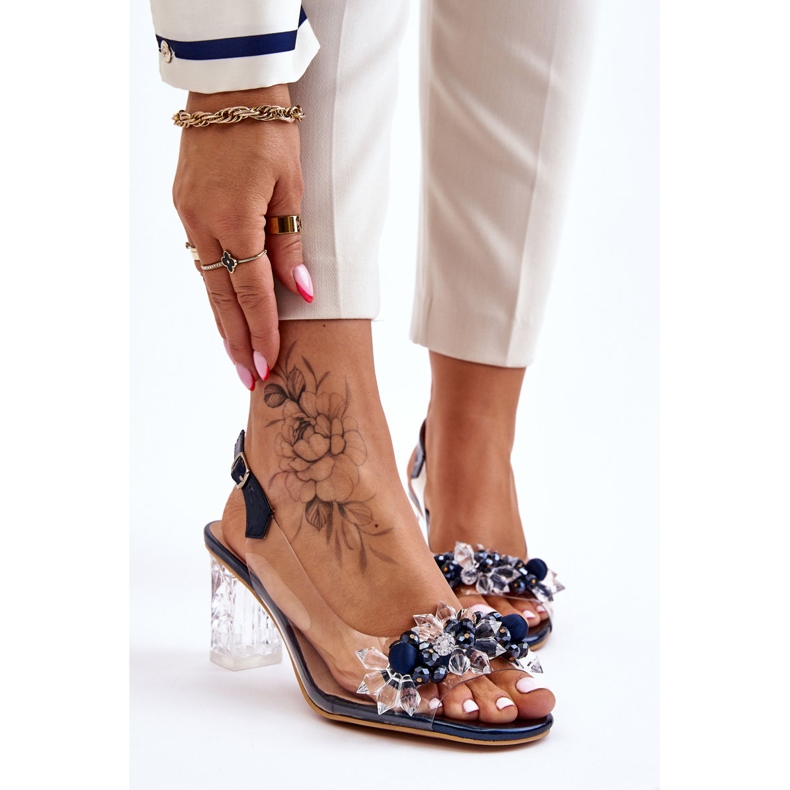 S.Barski Sandalias De Moda Con Cuentas Terrance Azul Marino 2