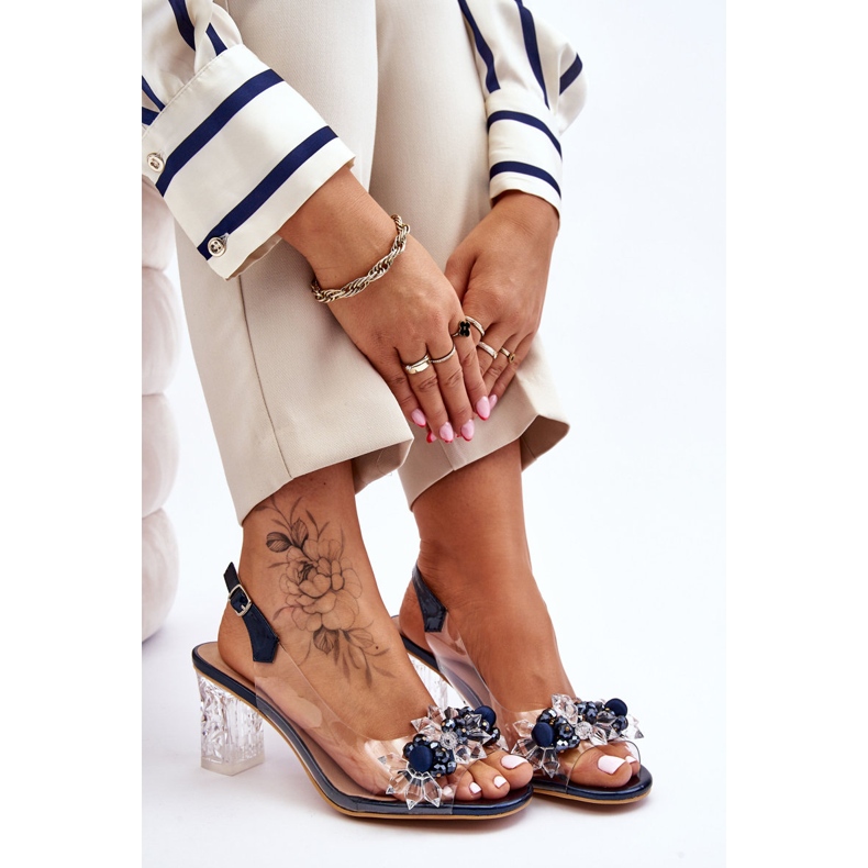 S.Barski Sandalias De Moda Con Cuentas Terrance Azul Marino 1