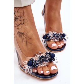S.Barski Sandalias De Moda Con Cuentas Terrance Azul Marino 7