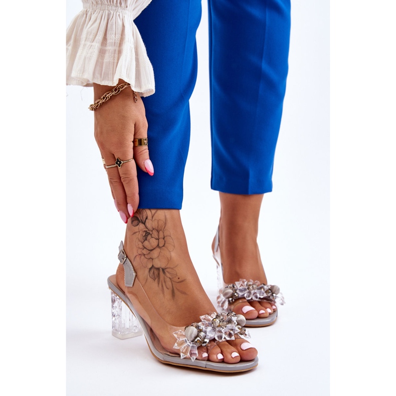 S.Barski Sandalias de moda con cuentas de Terrance gris 1