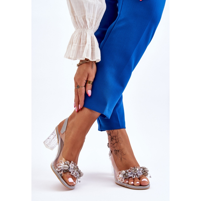 S.Barski Sandalias de moda con cuentas de Terrance gris 2