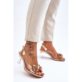 S.Barski Elegantes Sandalias Transparentes Con Decoración Lila Dorada dorado 3