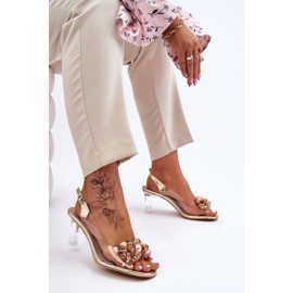 S.Barski Elegantes Sandalias Transparentes Con Decoración Lila Dorada dorado 7