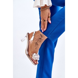 S.Barski Elegantes Sandalias Transparentes Con Adorno Lila Plata 6