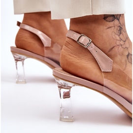 S.Barski Elegantes Sandalias Transparentes Con Adorno Lila Nude rosado 8