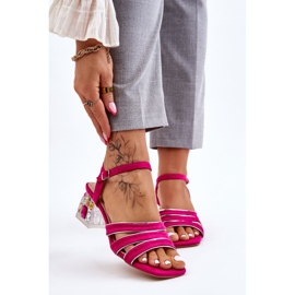 S.Barski Sandalias Callan Ante Fucsia Con Cristales rosa 1