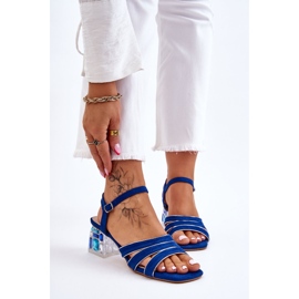 S.Barski Sandalias Callan Crystal de ante azul 1