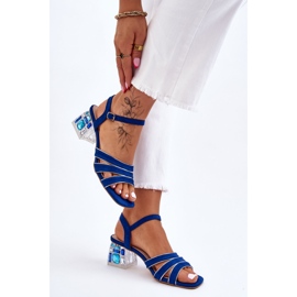 S.Barski Sandalias Callan Crystal de ante azul 5