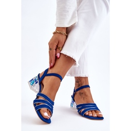 S.Barski Sandalias Callan Crystal de ante azul 2