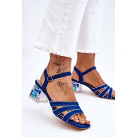 S.Barski Sandalias Callan Crystal de ante azul 3