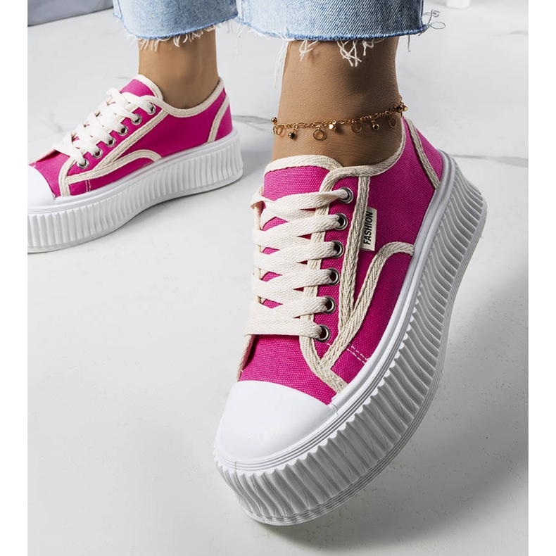 PA1 Zapatillas con plataforma rosa oscuro de Connie. rosado 1