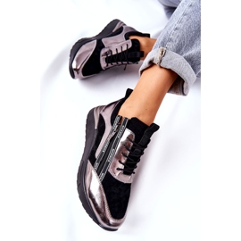 POTOCKI Deportivas Deportivas Metálicas de Piel Negras y Plateadas negro 2
