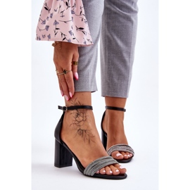 Sandalias Elegantes Con Tacones Altos De Zirconia Cúbica Negro Laurene 1