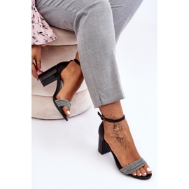 Sandalias Elegantes Con Tacones Altos De Zirconia Cúbica Negro Laurene 6