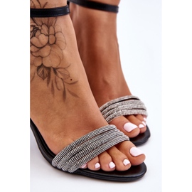 Sandalias Elegantes Con Tacones Altos De Zirconia Cúbica Negro Laurene 4