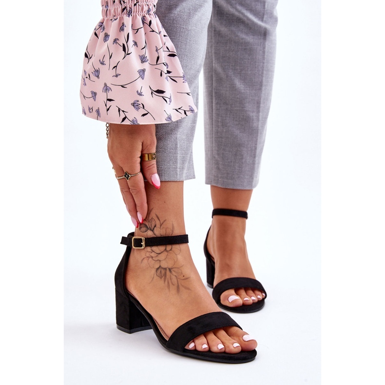 PS1 Sandalias de ante con tacón bajo en negro Quincy 1