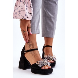 PS1 Sandalias de moda con cristales en tacones masivos Black Garrett negro 1 PS1 Sandalias de moda con cristales en tacones masivos Black Garrett negro 1