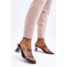 S.Barski Sandalias Tacón Negras Con Strass Jaxen negro 3