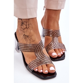 S.Barski Sandalias Tacón Negras Con Strass Jaxen negro 5