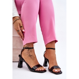 S.Barski Sandalias de tacón de charol negro Owen 7