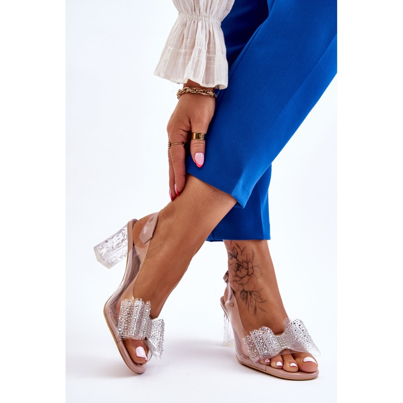 S.Barski Sandalias transparentes de moda con lazo desnudo de Ariella rosado 2