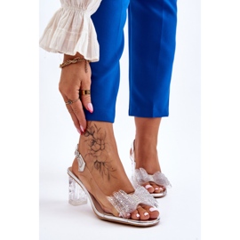 S.Barski Sandalias transparentes de moda con lazo plateado Ariella plata 1