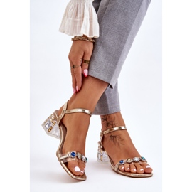 S.Barski Sandalias De Mujer Con Tacón Alto Y Cristales Esma Dorados 2 S.Barski Sandalias De Mujer Con Tacón Alto Y Cristales Esma Dorados 2