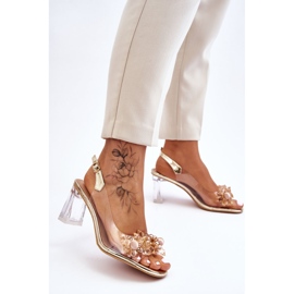S.Barski Sandalias transparentes de moda con adornos dorados de Carmelo 5