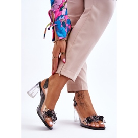 S.Barski Sandalias Transparentes De Moda Con Adornos Negro Carmelo 2