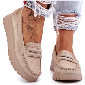 Lemar Mocasín Ante Plataforma Beige Claro Milana 10