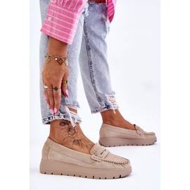 Lemar Mocasín Ante Plataforma Beige Claro Milana 4