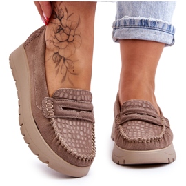 Lemar Mocasines Milana Ante Plataforma Beige Oscuro 10