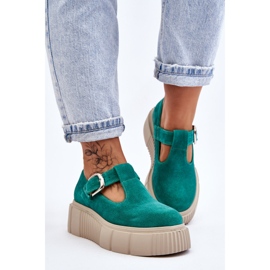 Lemar Brogues de gamuza de moda en una plataforma masiva verde Colson 7