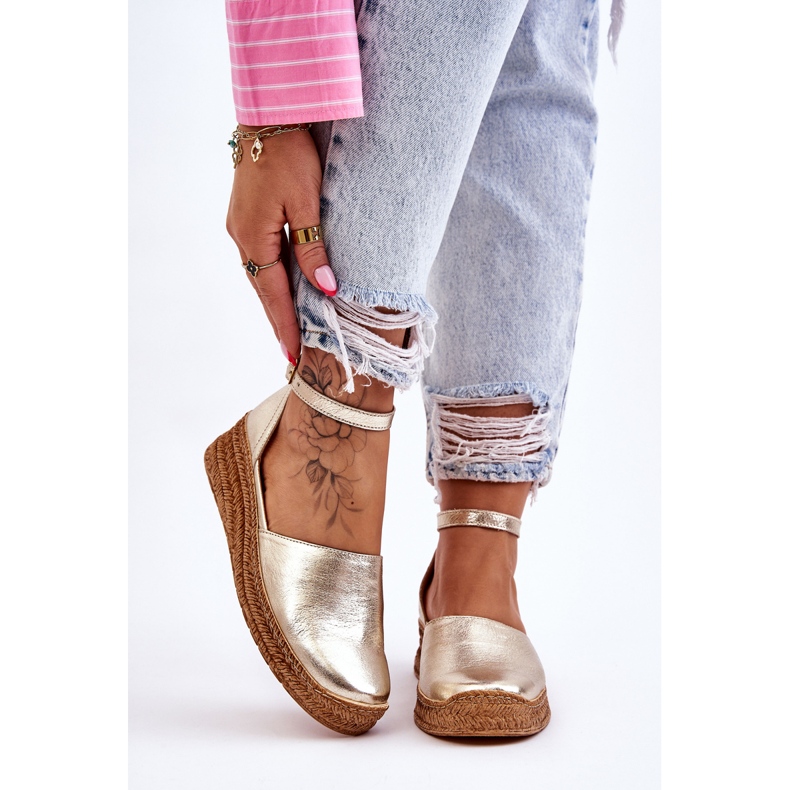 Lemar Sandalias Alpargatas Mujer Piel Golden Moise dorado 1