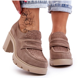 Lemar Zapatos Plataforma Y Tacón Grueso De Ante Arabell Beige Oscuro 11