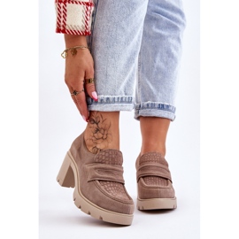 Lemar Zapatos Plataforma Y Tacón Grueso De Ante Arabell Beige Oscuro 2