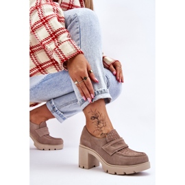 Lemar Zapatos Plataforma Y Tacón Grueso De Ante Arabell Beige Oscuro 7