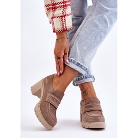 Lemar Zapatos Plataforma Y Tacón Grueso De Ante Arabell Beige Oscuro 3